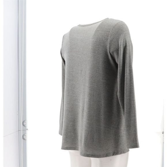 NWT DG2 BY DIANE GILMAN SEAMED BRUSHED KNIT SWEATER W/SWING HEM GRAY XS - Picture 6 of 11